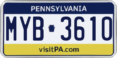 PA license plate MYB3610