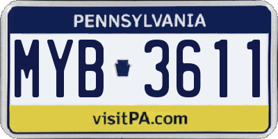 PA license plate MYB3611