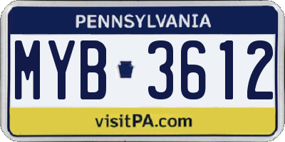PA license plate MYB3612