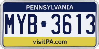 PA license plate MYB3613