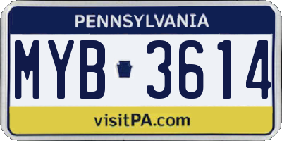 PA license plate MYB3614