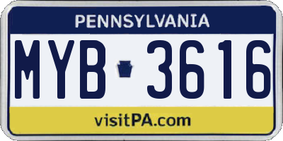 PA license plate MYB3616