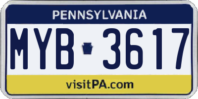 PA license plate MYB3617