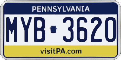 PA license plate MYB3620