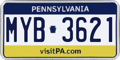 PA license plate MYB3621