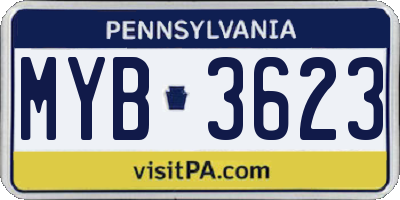 PA license plate MYB3623