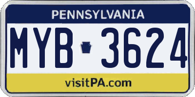 PA license plate MYB3624