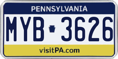 PA license plate MYB3626