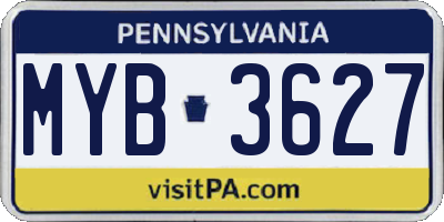 PA license plate MYB3627