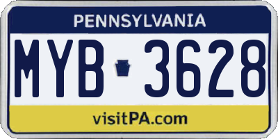 PA license plate MYB3628