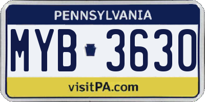 PA license plate MYB3630