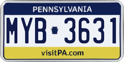 PA license plate MYB3631