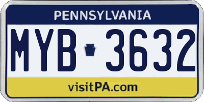 PA license plate MYB3632