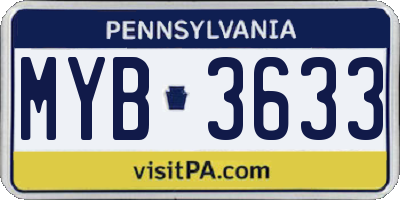 PA license plate MYB3633
