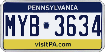 PA license plate MYB3634