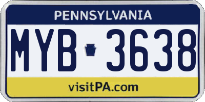 PA license plate MYB3638