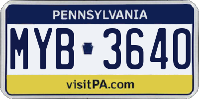 PA license plate MYB3640