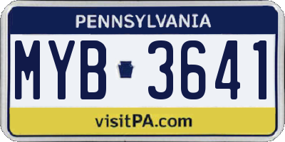 PA license plate MYB3641