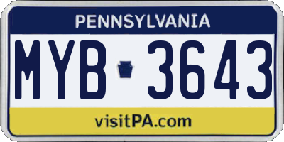 PA license plate MYB3643