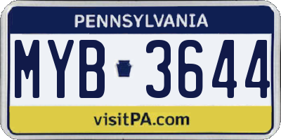 PA license plate MYB3644