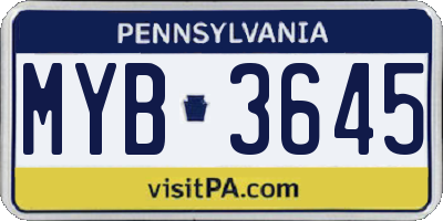 PA license plate MYB3645