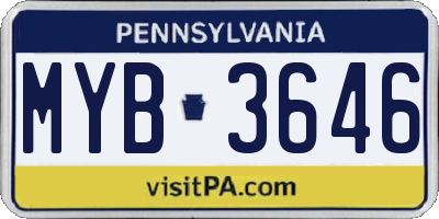 PA license plate MYB3646