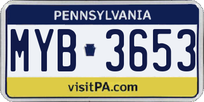 PA license plate MYB3653