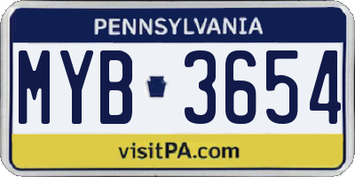 PA license plate MYB3654