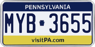PA license plate MYB3655