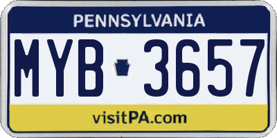PA license plate MYB3657