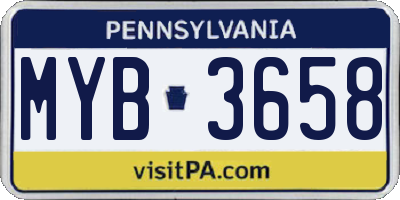 PA license plate MYB3658