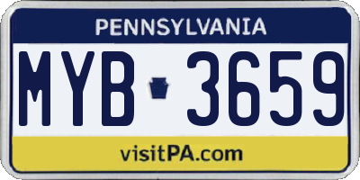 PA license plate MYB3659