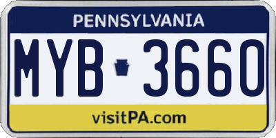 PA license plate MYB3660