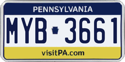 PA license plate MYB3661