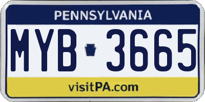 PA license plate MYB3665