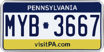PA license plate MYB3667