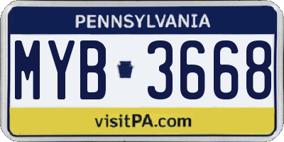 PA license plate MYB3668