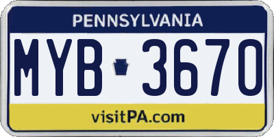 PA license plate MYB3670