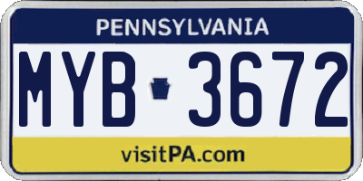PA license plate MYB3672