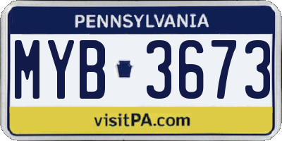 PA license plate MYB3673