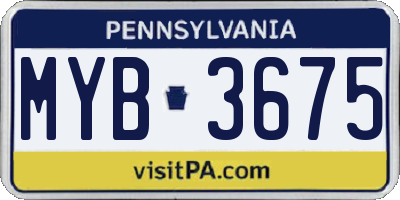 PA license plate MYB3675