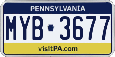 PA license plate MYB3677