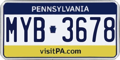 PA license plate MYB3678