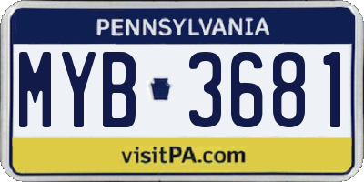 PA license plate MYB3681