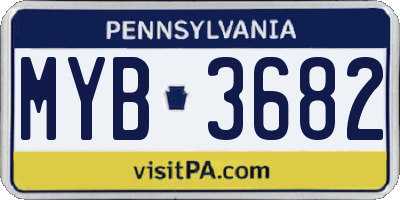 PA license plate MYB3682