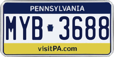 PA license plate MYB3688