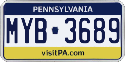 PA license plate MYB3689