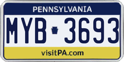 PA license plate MYB3693