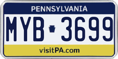 PA license plate MYB3699