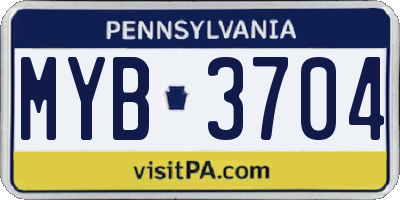 PA license plate MYB3704